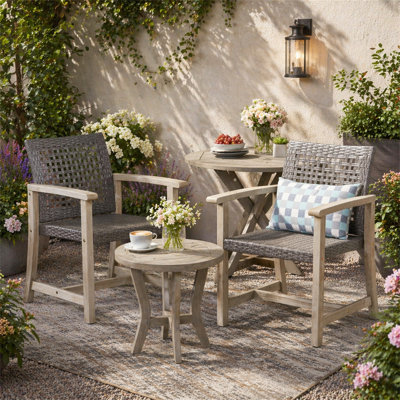 HAMPTON WOOD AND WICKER DINING CHAIR( SET OF 2 )