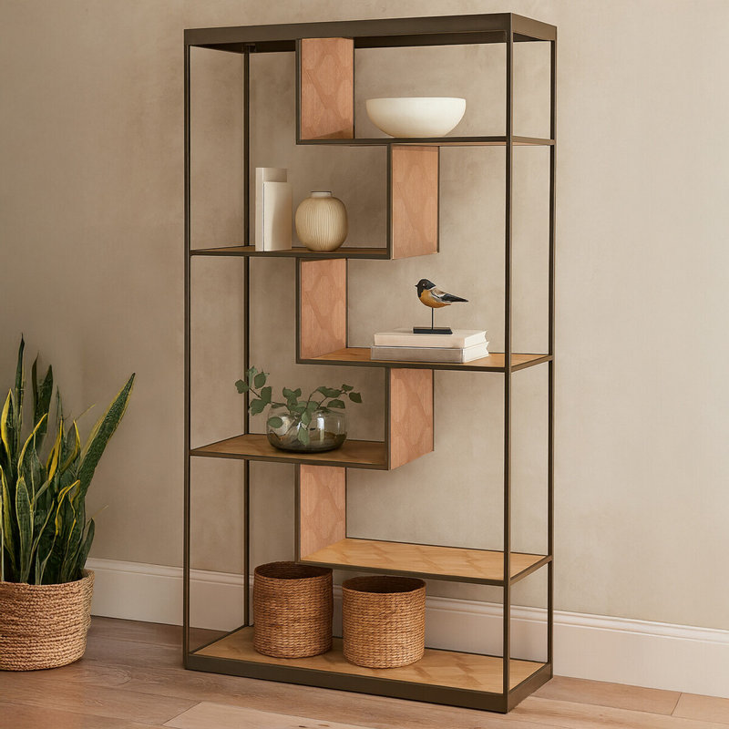 Gonsalve 200cm H x 110cm W Solid Wood Standard Bookcase