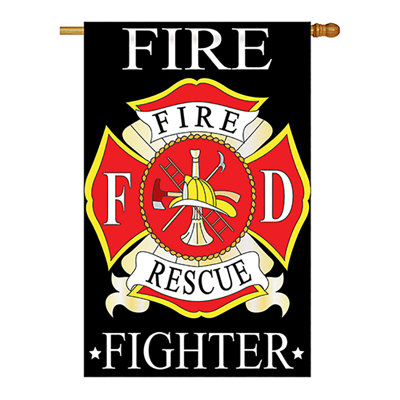 Drapeau maison à double face 28" x 40" à double face fire fighter americana