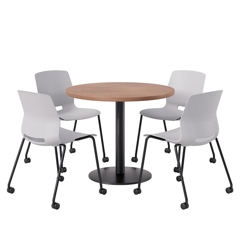Ensemble repas pour quatre personnes, Cerise, Gris / noir, H 29 po x L 36 po x l 36 po