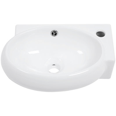 White Ceramic Wall Mounted Bathroom Sink, 16X11 Inch, Low Water Absorption, Acid Resistance 16.5L" X 11"W, Mounted, To Stains And Tarnish