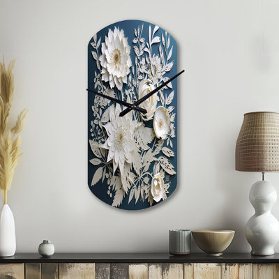 Horloge murale décorative blanche et bleue
