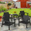 Ensemble de chaise d'extérieur et table d'appoint Adirondack, résine HDPE, pour barbecue, plage, terrasse, jardin, pelouse et cour, noir.