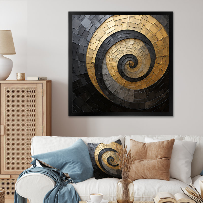 «Matlock - Abstract Spirals», impression sur toile, Impression noire sur toile encadrée, H 36 po x l 36 po x P 1,5 po