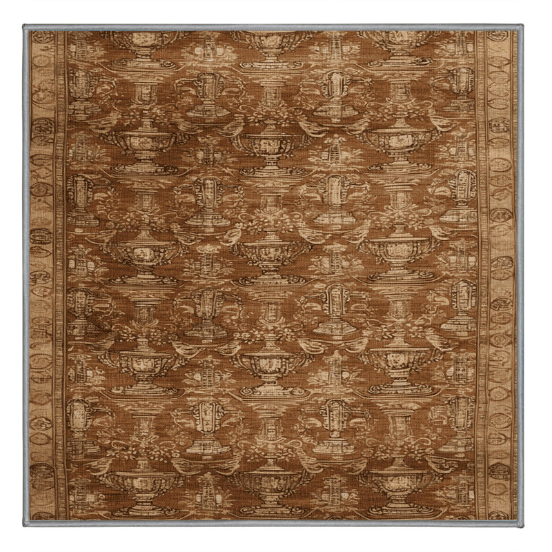 Tapis brun français lavable à la machine, Carré 4 pi