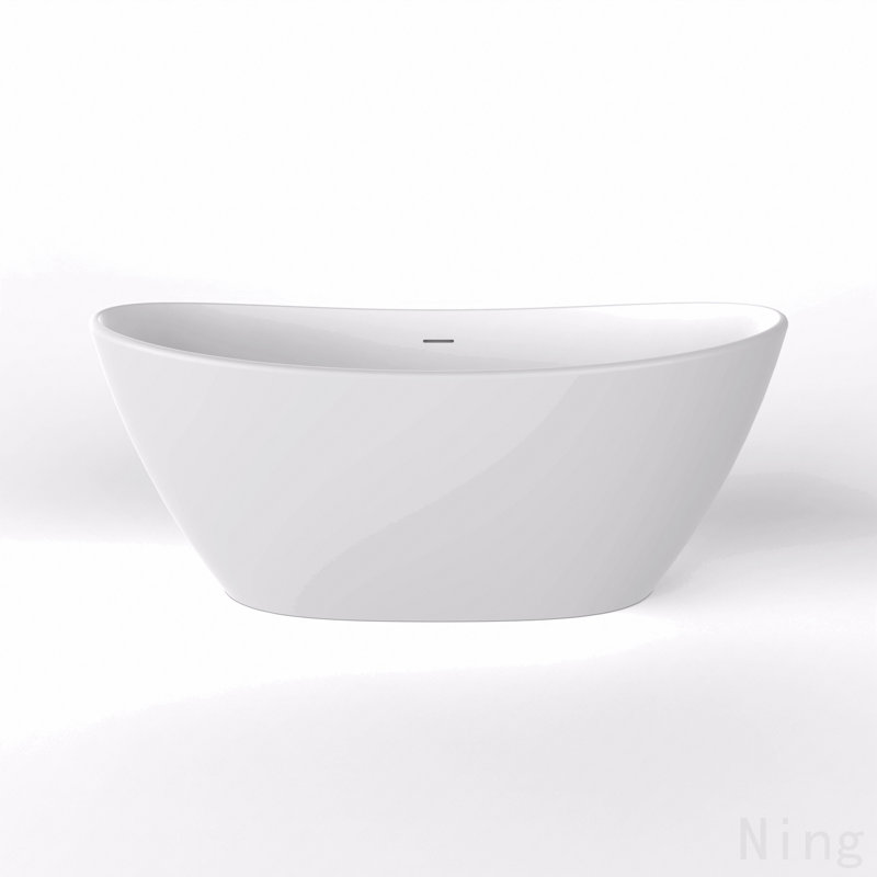 61 Inch Freestanding Solid Surface Soaking Bathtub