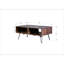 Table basse rectangulaire avec plateau en bois massif récupéré, pieds en métal, rangement pliable et ouvert, idéal pour le salon, largeur de 42 pouces, finition naturelle chaude et noire
