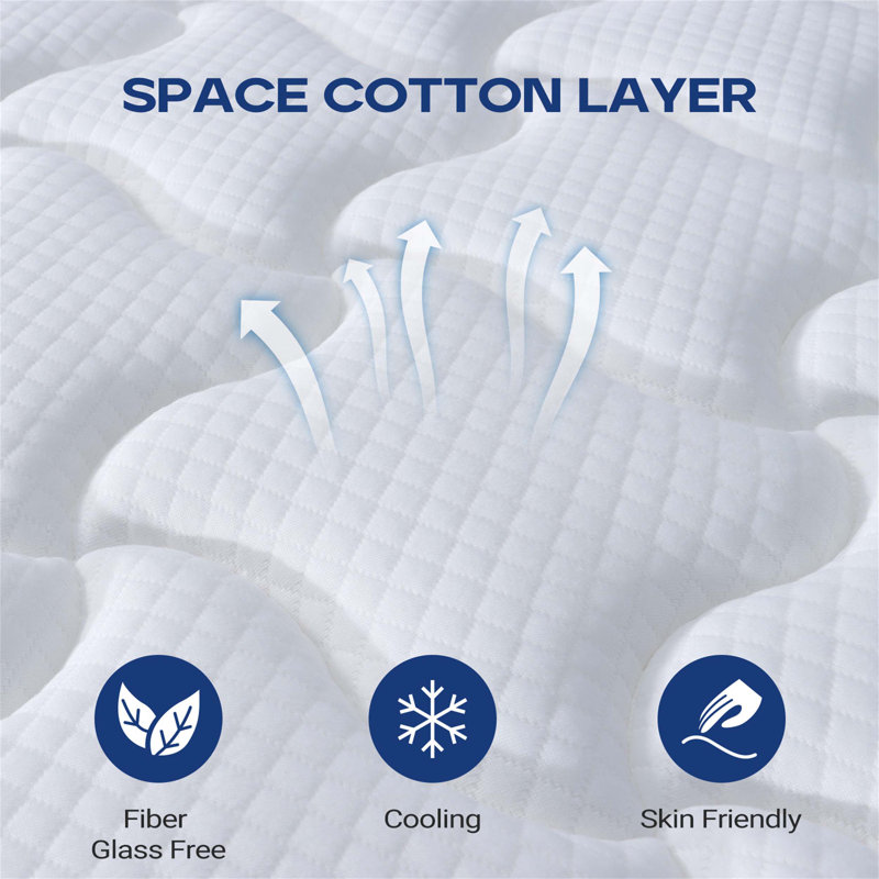 Matelas en sommeil profond dans une boîte, matelas hybride doux avec mousse à mémoire de forme et ressorts ensachés, idéal pour une bonne nuit de sommeil
