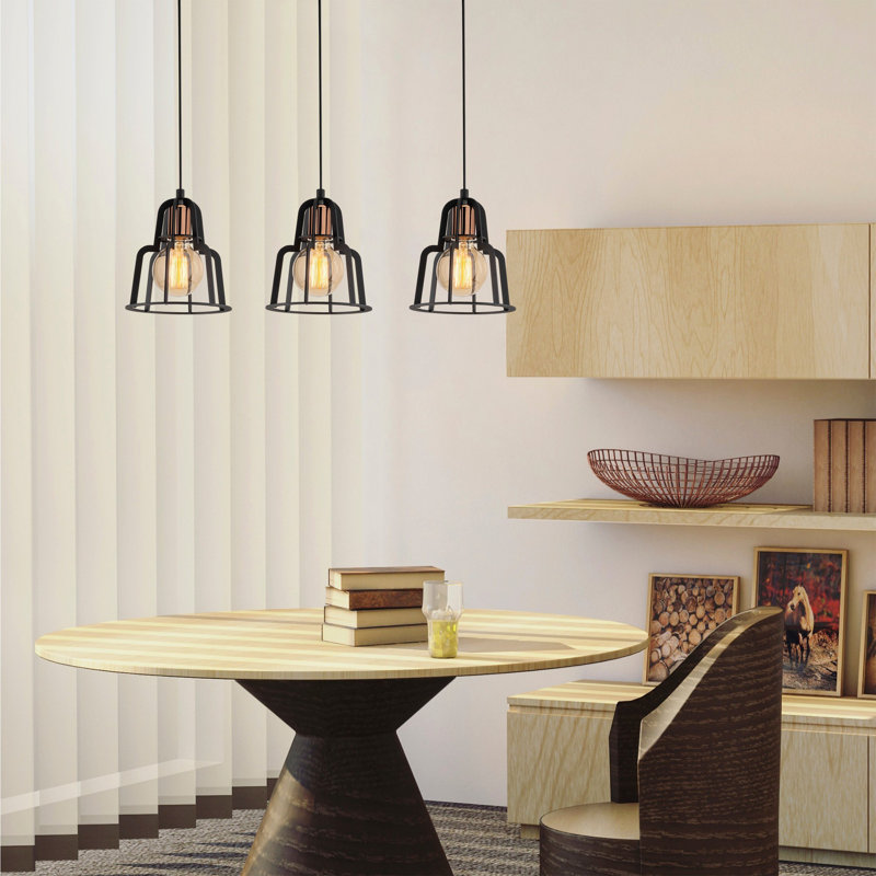 Luminaire suspendu géométrique à 3 lumières pour îlot de cuisine Darwen