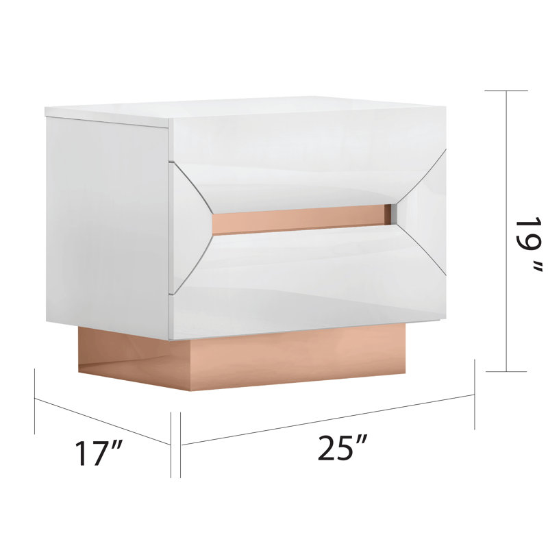 Table de chevet en bois manufacturé Farha, Blanc