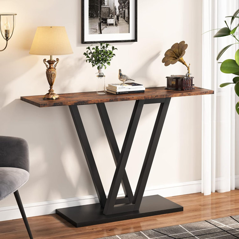 Arbaaz 110cm Console Table, Walnut, Black