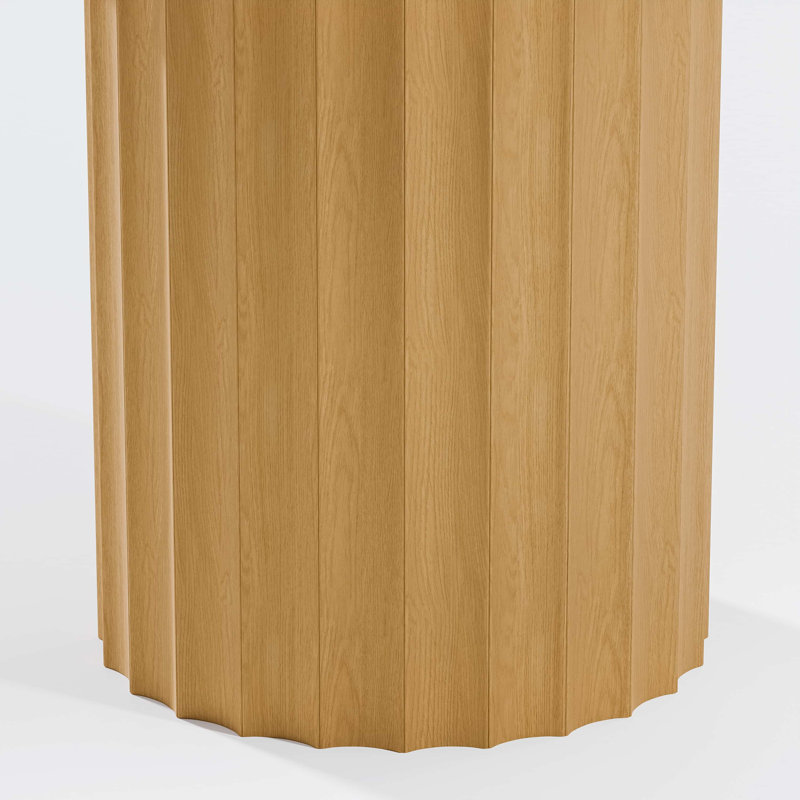 Solid Wood Dining Table Round Pedestal Kitchen Table, Oak, 30”H x 52”L x 52”W