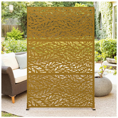 72" Metal Privacy Screen Outdoor, Freestanding Privacy Wall Panels & Decorative Patio Dividers by GarveeHome