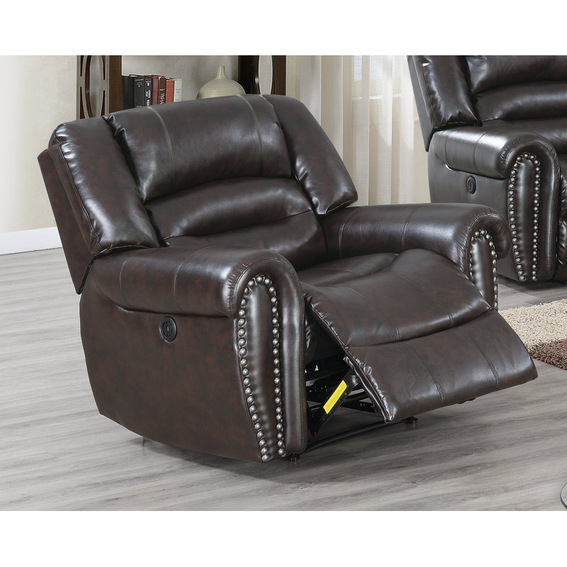 Lower Faux Leather Power Recliner, Brown Faux Leather