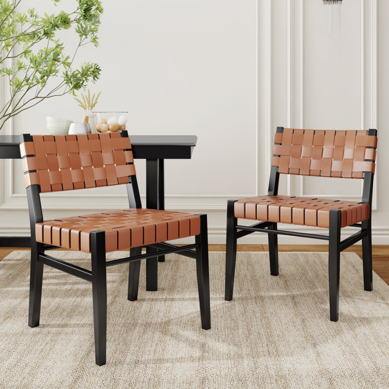 Ashmit High-Quality PU Leather Dining Chairs, Brown/Black