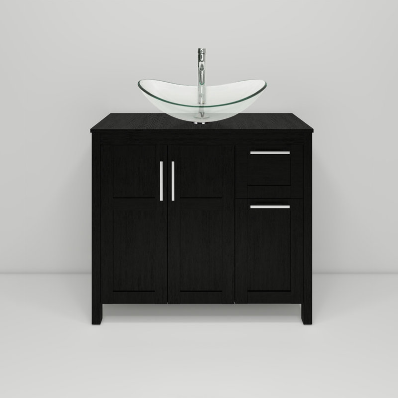 36" Free-Standing Modern Single Bathroom Vanity With Sink, Black