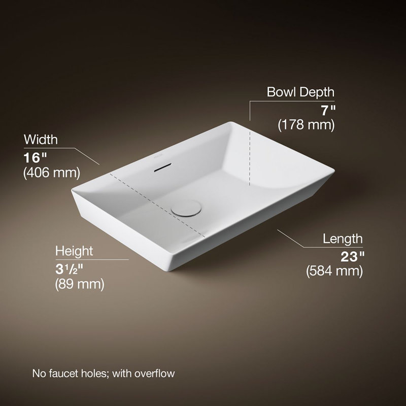 Brazn Rectangle Vessel Bathroom Sink, White, White
