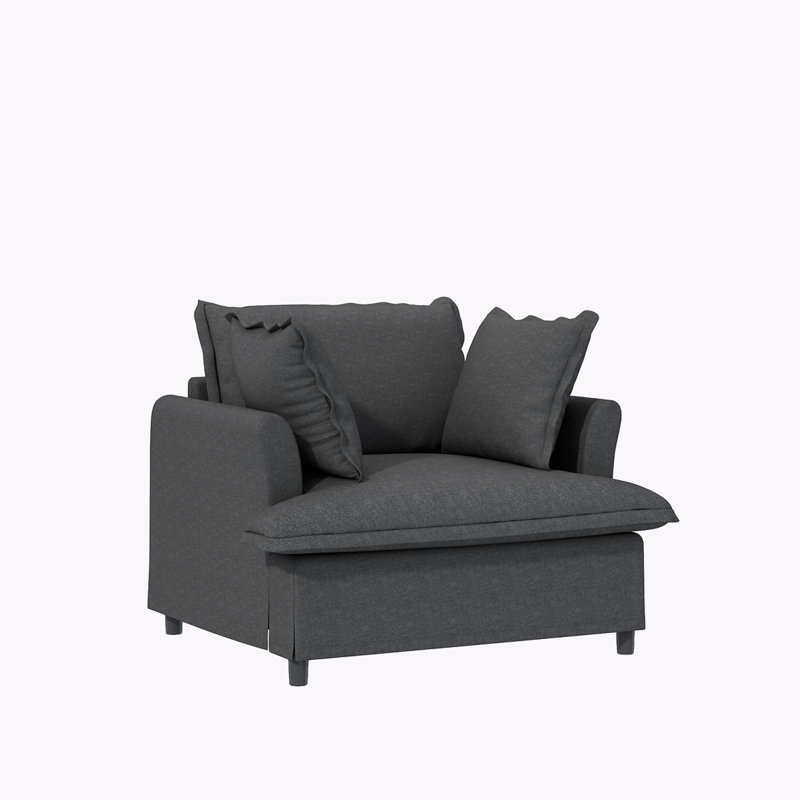 Fauteuil surdimensionné en chenille, Gris chenille