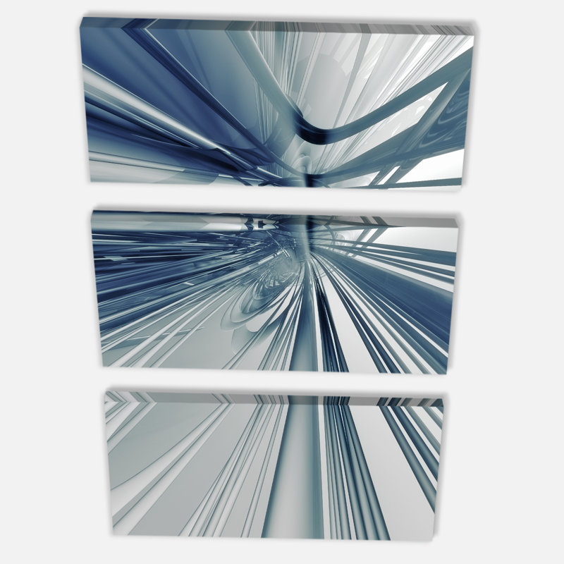 Ensemble de 3 pièces d’art mural sur toile tendue 3d blue