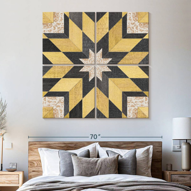 «Abstract Geometric Floral», ensemble de 4 pièces par Lulu, H 57 po x l 57 po x P 1,25 po
