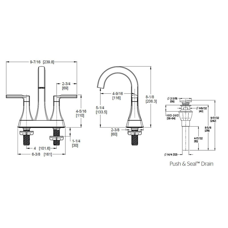Vaneri Centerset Bathroom Faucet with Drain Assembly, Spot Defense Brushed Nickel