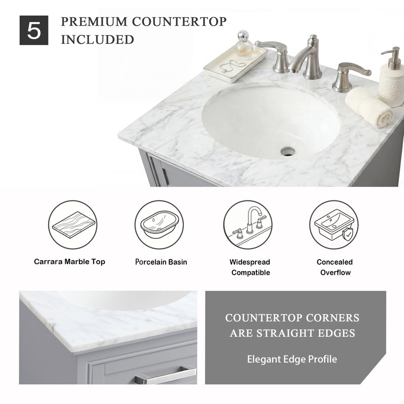 Ensemble de meuble-lavabo simple 24 po Hermes, Gris clair