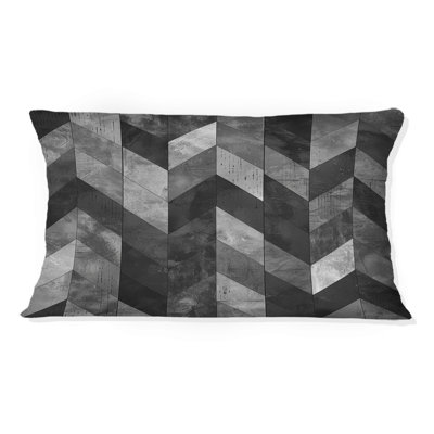 Coussin lombaire gris moderne à chevrons VI