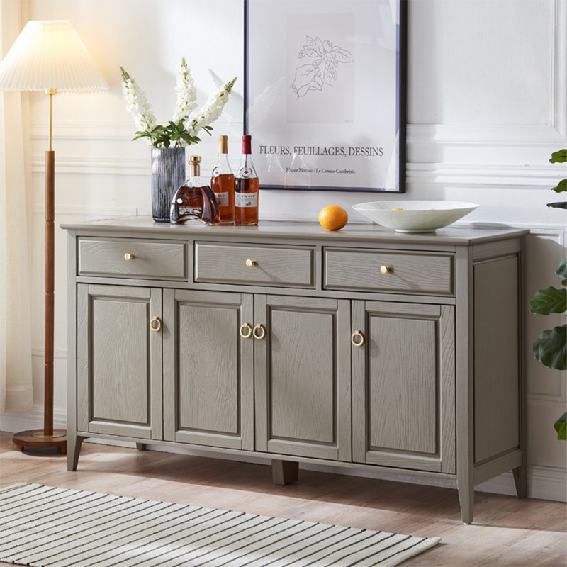 Buffet de rangement en chêne American Country, Gris