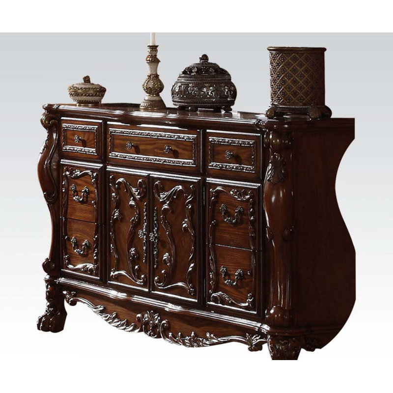 Commode combinée 7 tiroirs L 66 po Lissandra, Chêne cerise