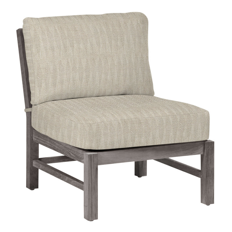Club Teak Sectional Slipper Chair, Oyster Teak, No Welt, Herringbone Sand