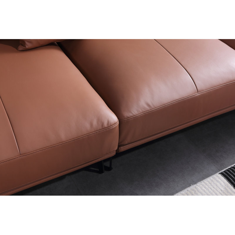 Galaxy Sectional, Russet Brown Genuine Leather, Left Hand Facing