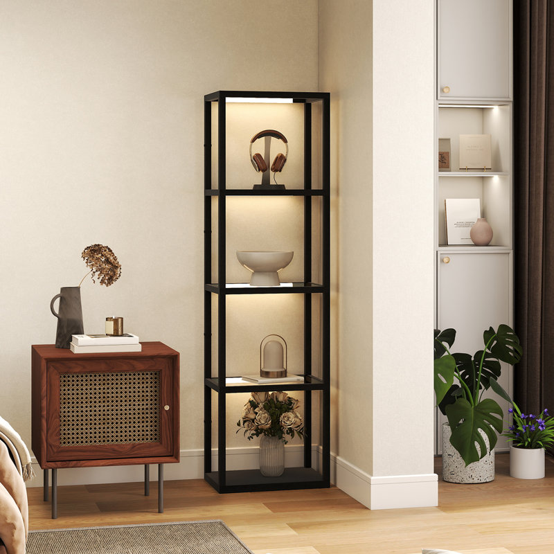157cm Veneered LED Column Floor Lamp, Black