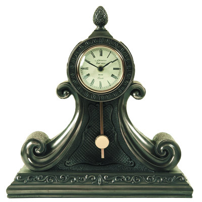 Traditional Analogue Metal Tabletop Clock in Bronze