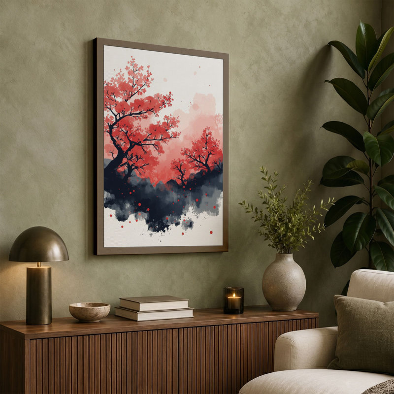 Blossoms in Mist Japandi - Wrapped Canvas, 18x12 - 45.7 x 30.5 cm, White Border