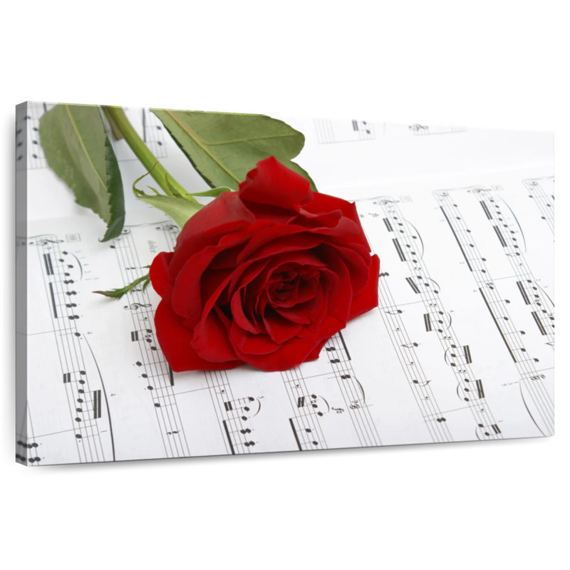 Harnek Rose sur une feuille de musique, H 34 po x l 51 po