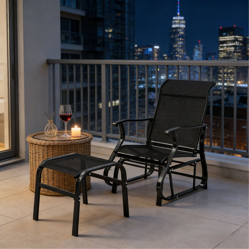 Fauteuil oscillant d'extérieur à haut dossier Garden