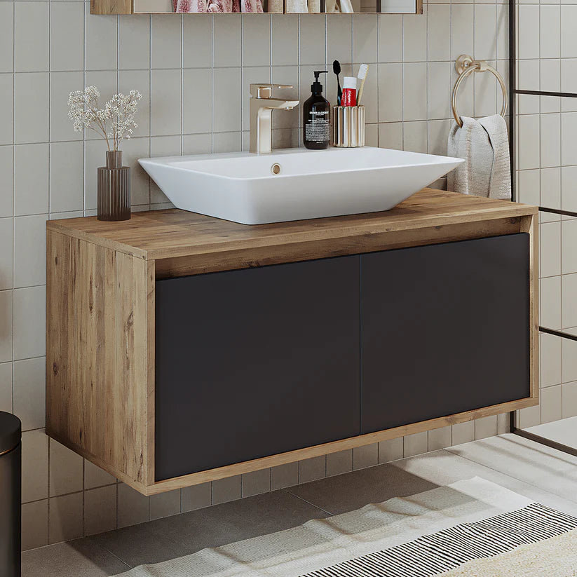 Ruarie Bathroom Vanity Unit with Ceramic Washbasin 100cm