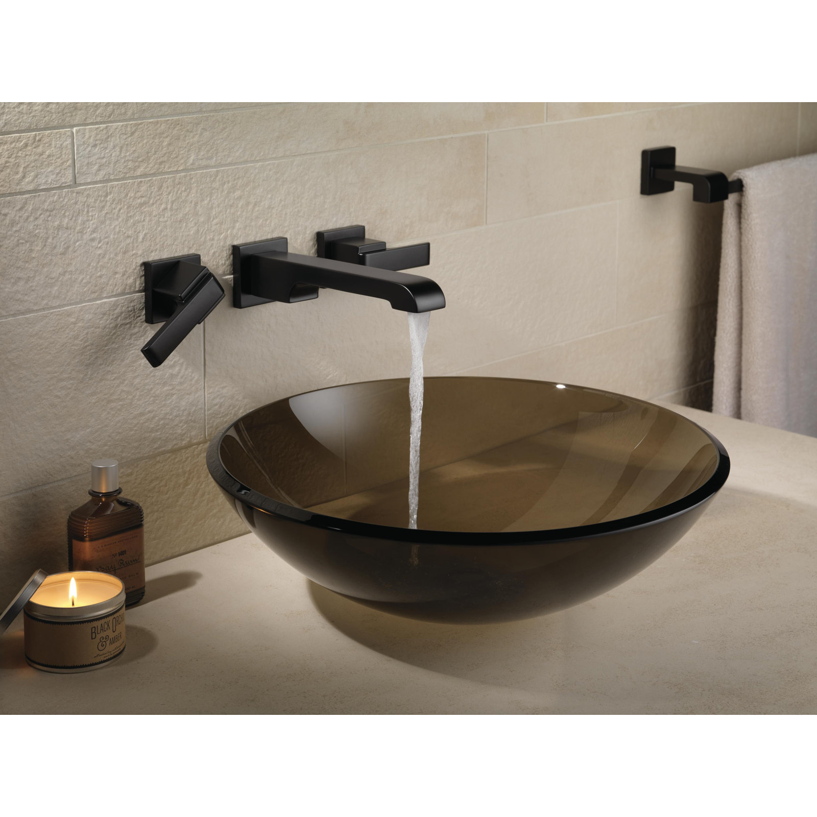 Ara Wall Mounted Bathroom Faucet, Matte Black