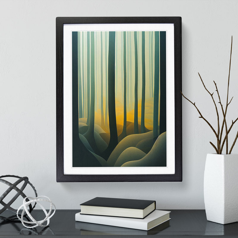 Classic Forest - Print, 66cm H x 48cm W x 2cm D, Black Framed, White