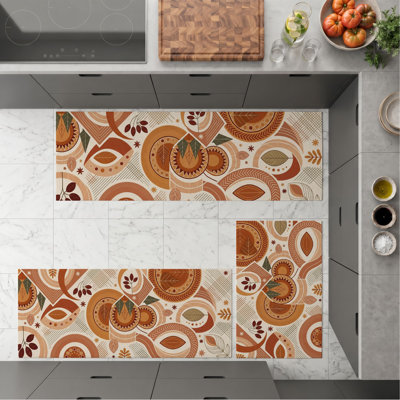 Tapis de cuisine lavables antidérapants Retro Circles
