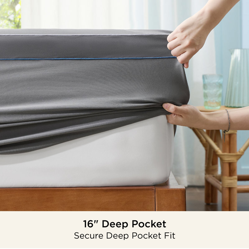 Surmatelas - housse de surmatelas avec poches profondes, gris, Grand lit