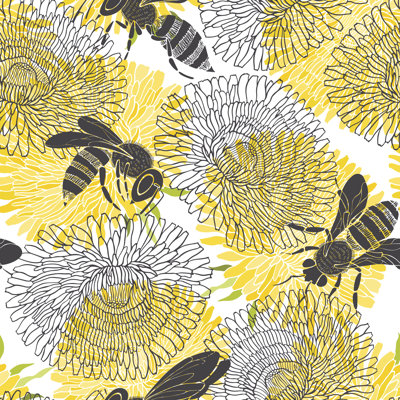 "Anirudh abeilles et pissenlits sur toile" par Aqua_Marinka, impression