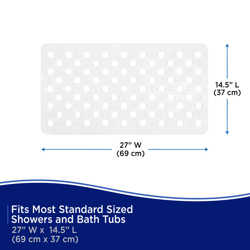 Kenney Microban Protected Vinyl Bath Mat, 27 L x 14.5 W, White