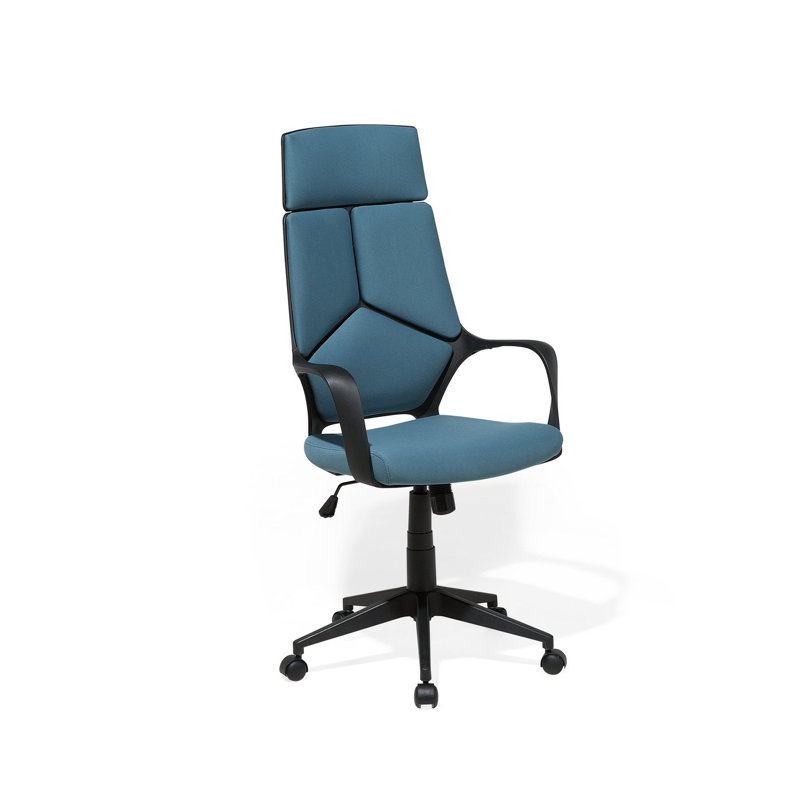 Gina Polyester Blend Office Chair with Headrest, Blue, Black