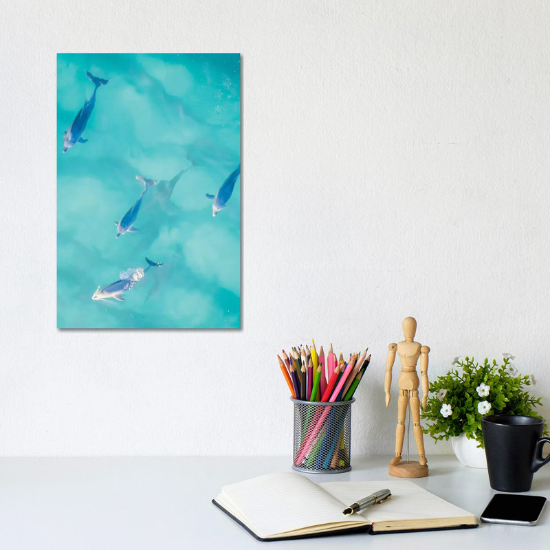 Cruisy Dolphins I by Jaxon Roberts - Wrapped Canvas Print, 30.48cm H x 20.32cm W x 1.905cm D