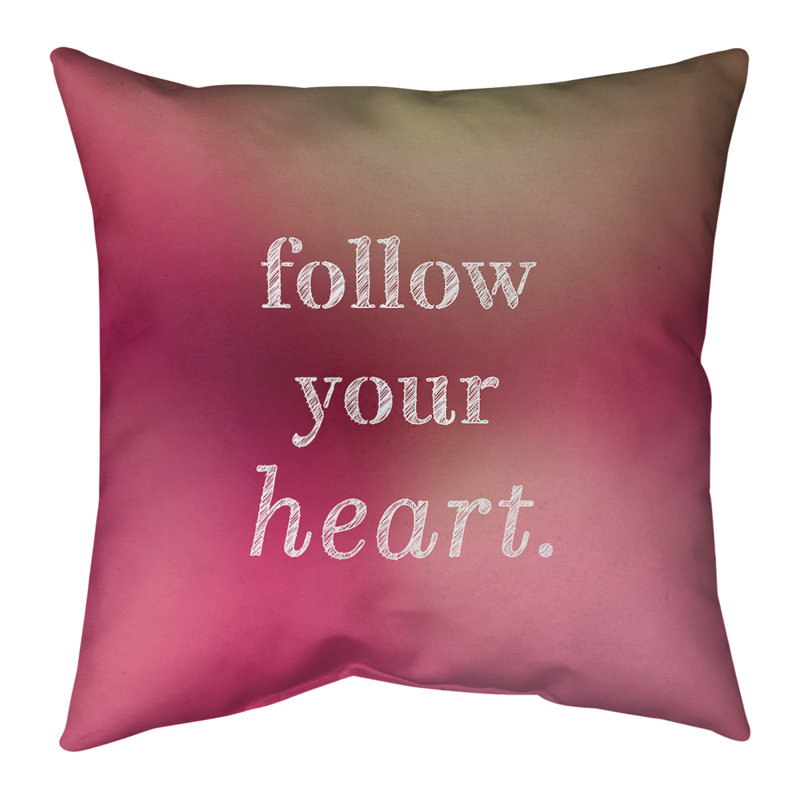 Coussin «Hand Your Heart», 26 po x 26 po, Lueur rose, Housse de coussin seulement - sans coussin