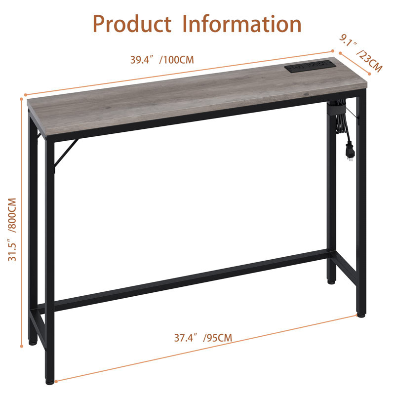 Console 39,3 po Jaliek, Noir, Gris