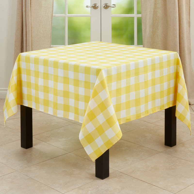Salerno Buffalo Plaid Tablecloth, 70" W x 70" L, Yellow