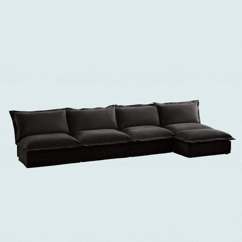 Canapé modulaire sans accoudoirs modulaire à 4 places avec repose-pieds amovible, canapé modulaire très profond pour le salon, canapé confortable comme un nuage