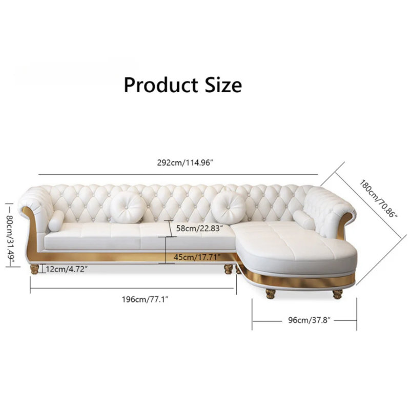 Canapé modulaire moderne en forme de L Chesterfield, Orienté à droite